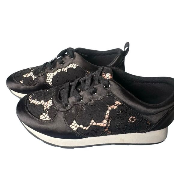Zara Basic Black Lace Satin Sneakers Size 37 6.5 - Picture 11 of 12